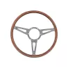 Classic 15" steering wheel with riveted wooden edge.